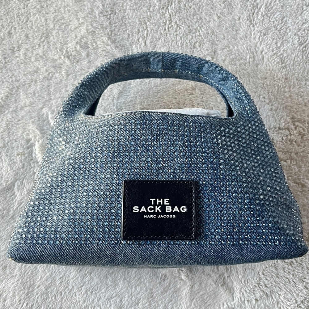 AUTHENTIC Marc Jacobs Denim Mini Sack Bag w/crystals (FIRM)